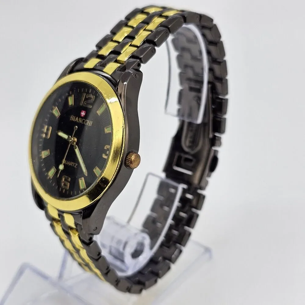 Men's Watch 38MM Black Dial Case Black Gold Bracelet 7.5